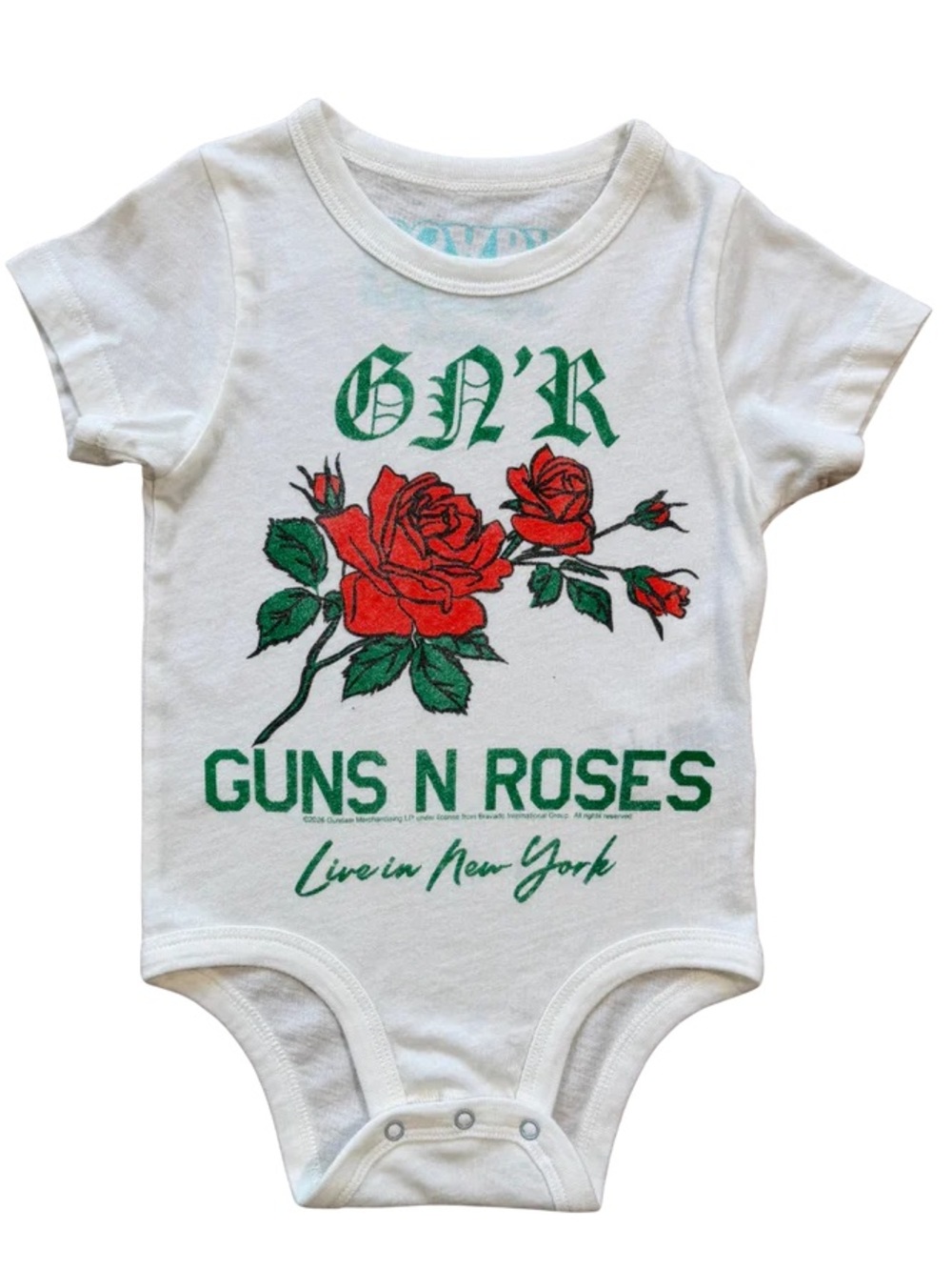 Rowdy Sprout White Baby One-Piece with Red Rose Graphic
